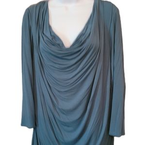 Maurices 4X Teal Color 3/4 Sleeve Rouched Top